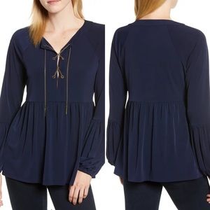 MICHAEL Michael Kors Chain Lace Up Blouse Plus
